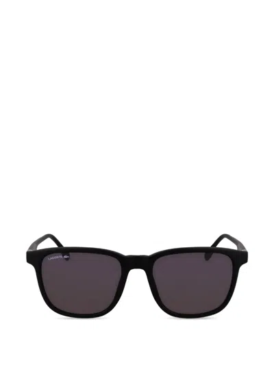Lacoste Logo-plaque Square-frame Sunglasses In Black