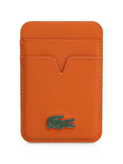 Lacoste Logo-plaque Textured Card Holder In Orange