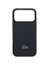Lacoste Logo-plaque Textured Iphone 17 Pro Max Case In Blue