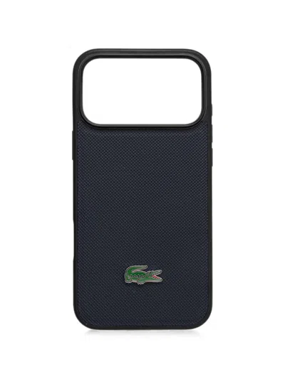 Lacoste Logo-plaque Textured Iphone 17 Pro Max Case In Blue