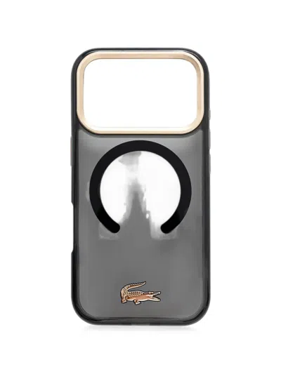 Lacoste Logo-plaque Translucent Iphone Case In Gray