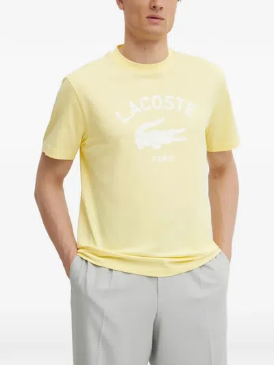 Lacoste Logo-print Cotton T-shirt In Yellow