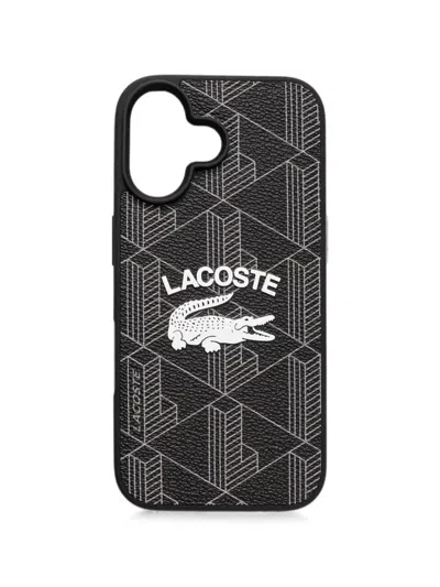 Lacoste Logo-print Geometric-pattern Iphone 16 Case In Black