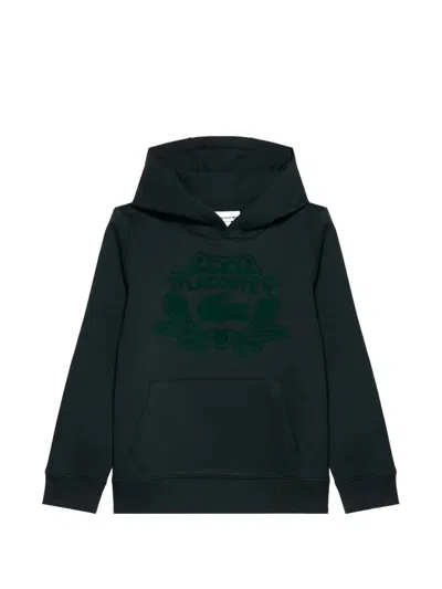 Lacoste Kids' Logo-print Pouch-pocket Hoodie In Green
