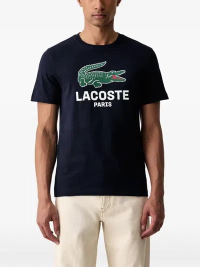 Lacoste Logo-print Short-sleeve Cotton T-shirt In Blue