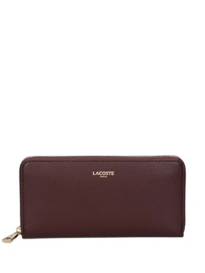 Lacoste Logo-print Zip-around Wallet In Purple