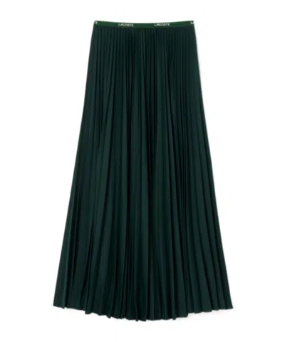 Lacoste Long Pleated Elasticated Waist Skirt In Transparent