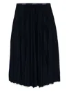Lacoste Long Pleated Elasticated Waist Skirt In Blue