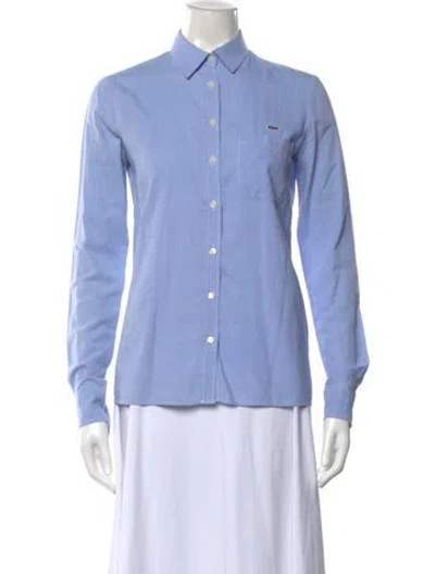 Pre-owned Lacoste Long Sleeve Button-up Top In Blue