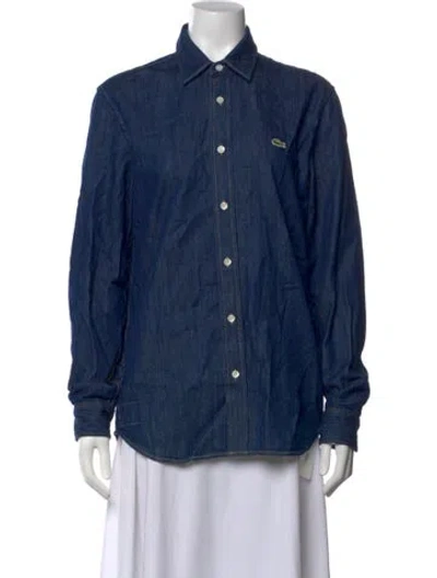 Pre-owned Lacoste Long Sleeve Button-up Top In Blue