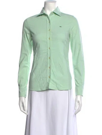 Pre-owned Lacoste Long Sleeve Button-up Top In Green