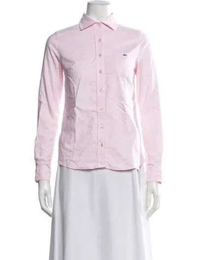 Pre-owned Lacoste Long Sleeve Button-up Top In Pink