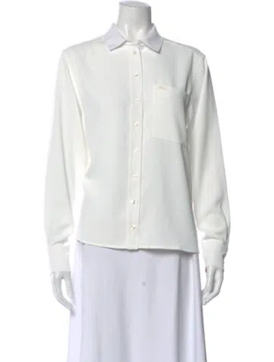 Pre-owned Lacoste Long Sleeve Button-up Top In White