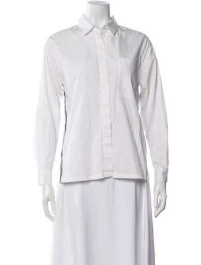 Pre-owned Lacoste Long Sleeve Button-up Top In White