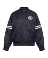 Lacoste Embroidered Badge Water-repellent Nylon Bomber Jack In Navy Blue