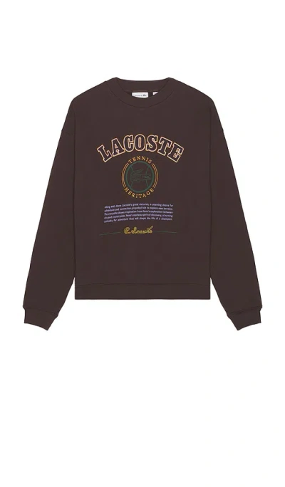 Lacoste Long Sleeve Loose Fit Sweatshirt In Burgundy