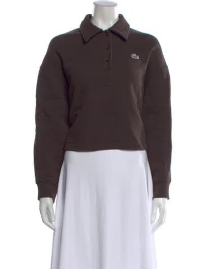 Pre-owned Lacoste Long Sleeve Polo In Brown