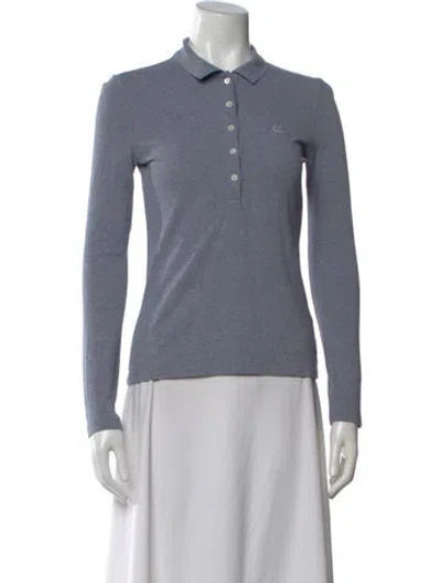 Pre-owned Lacoste Long Sleeve Polo In Gray