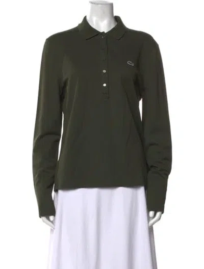 Pre-owned Lacoste Long Sleeve Polo In Green