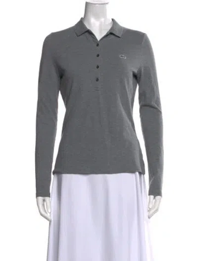 Pre-owned Lacoste Long Sleeve Polo In Grey