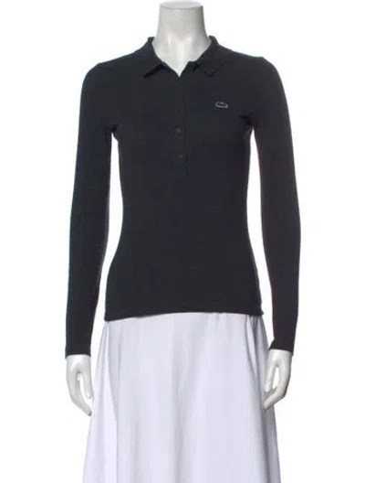 Pre-owned Lacoste Long Sleeve Polo In Grey