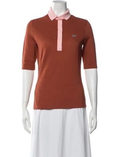 Pre-owned Lacoste Long Sleeve Polo In Orange