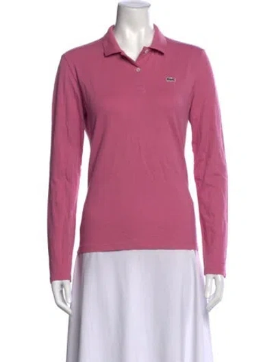 Pre-owned Lacoste Long Sleeve Polo In Pink