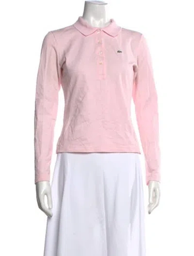 Pre-owned Lacoste Long Sleeve Polo In Pink