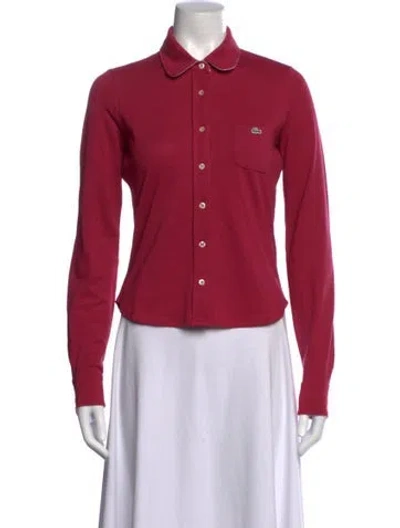 Pre-owned Lacoste Long Sleeve Polo In Pink