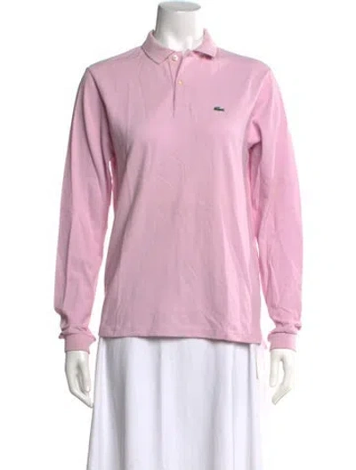 Pre-owned Lacoste Long Sleeve Polo In Pink