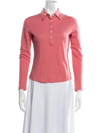 Pre-owned Lacoste Long Sleeve Polo In Pink