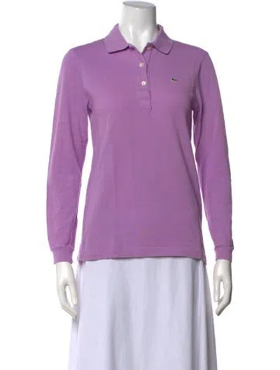 Pre-owned Lacoste Long Sleeve Polo In Purple