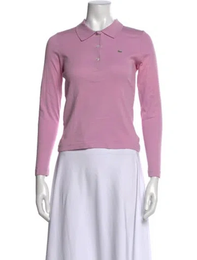 Pre-owned Lacoste Long Sleeve Polo In Purple