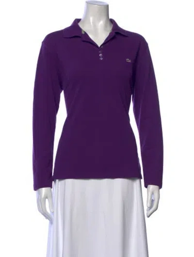 Pre-owned Lacoste Long Sleeve Polo In Purple