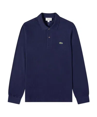 Lacoste Logo-patch Cotton Polo Shirt In Blue