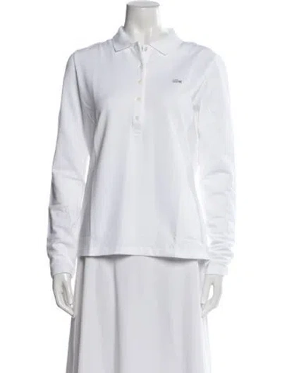 Pre-owned Lacoste Long Sleeve Polo In White