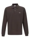 Lacoste Long-sleeve Ribbed-collar Polo Shirt In Brown