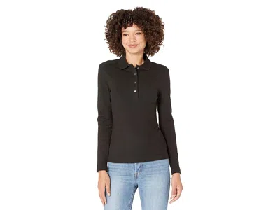 Lacoste Long Sleeve Slim Stretch Pique Polo In Black