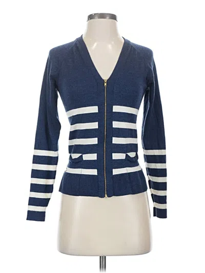 Pre-owned Lacoste Long Sleeve Top Blue Plunge Neckline Tops