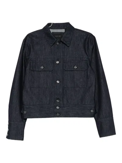 Lacoste Long-sleeved Denim Jacket In Blue