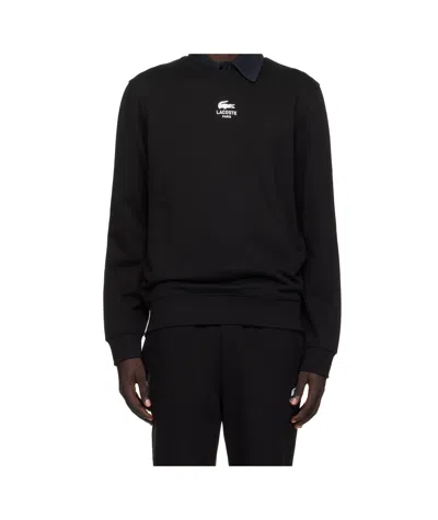 Lacoste Long-sleeved Pullover In Black