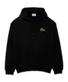 Lacoste Loose Fit Cotton French Terry Hoodie In Black