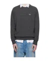 Lacoste Crocodile-embroidered Wool Sweater In Gray