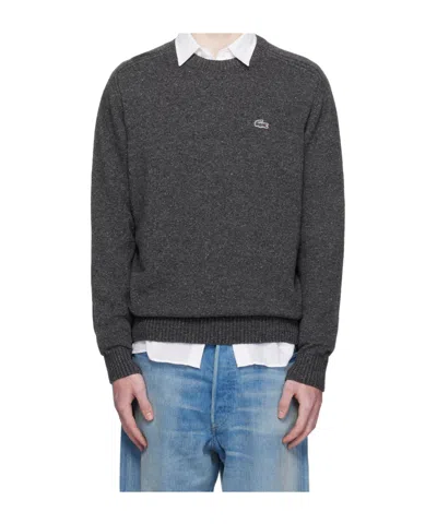 LACOSTE CROCODILE-EMBROIDERED WOOL SWEATER
