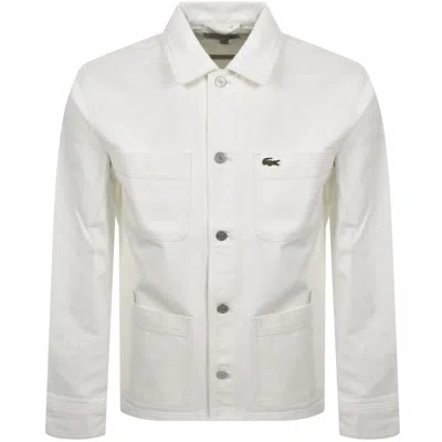 Lacoste Long Sleeved Woven Shirt Cream In White