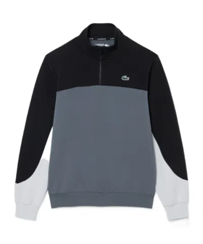 Lacoste Sport Quarter Zip Color-block Sweatshirt In Gray