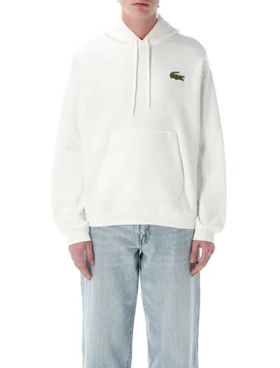 Lacoste Loose Fit Badge Accent Hoodie In White