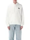 Lacoste Croco Hoodie Featuring Kangaroo Pocket In White