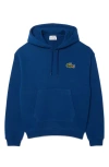 Lacoste Loose Fit Cotton French Terry Hoodie In Globe