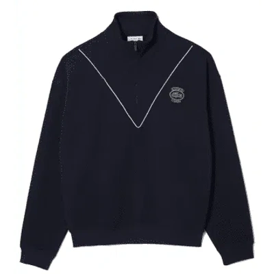 Lacoste Loose Fit Jogger Pique Zipper Sweatshirt Navy Blue